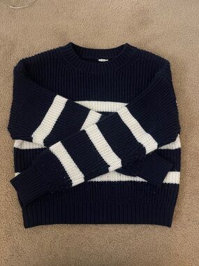 Garage Navy and White Striped Crewneck Sweater
